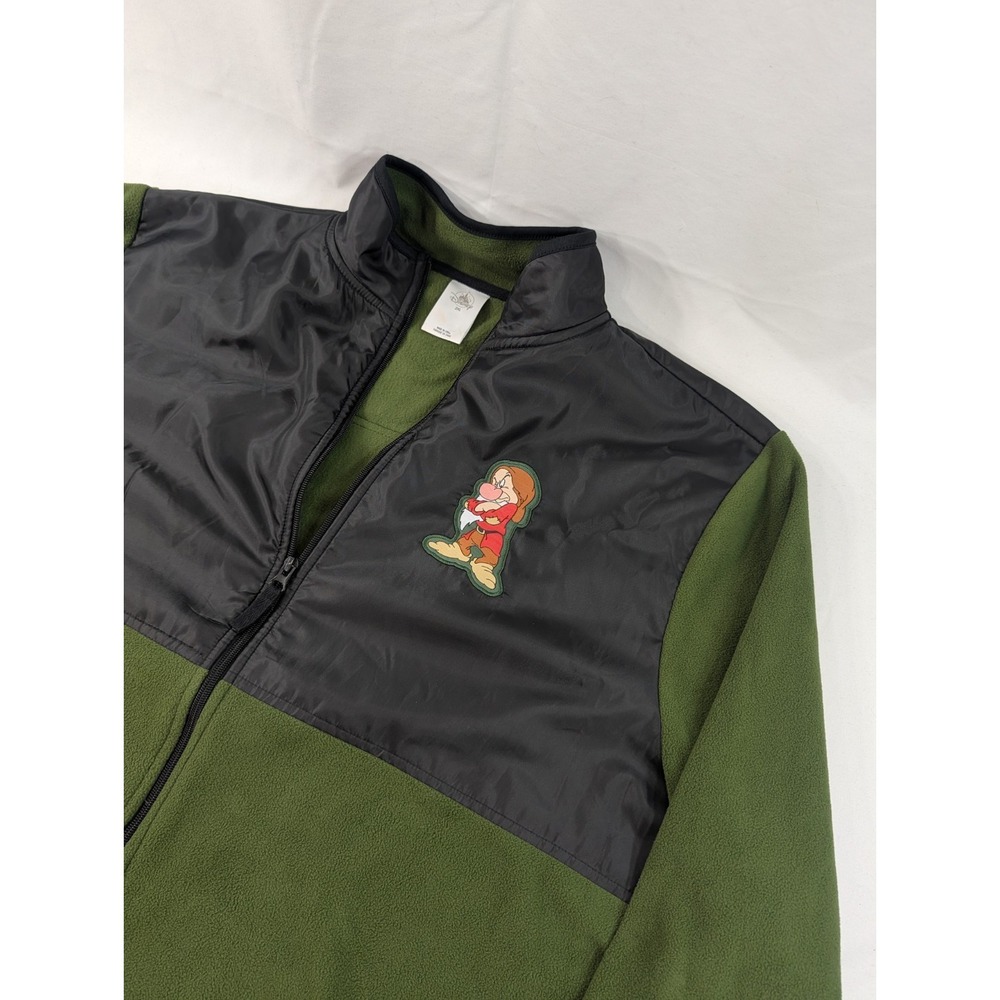 Seven Dwarves Grumpy Sweater Mens XXL Green Velour Disney Full Zip Jacket Coat